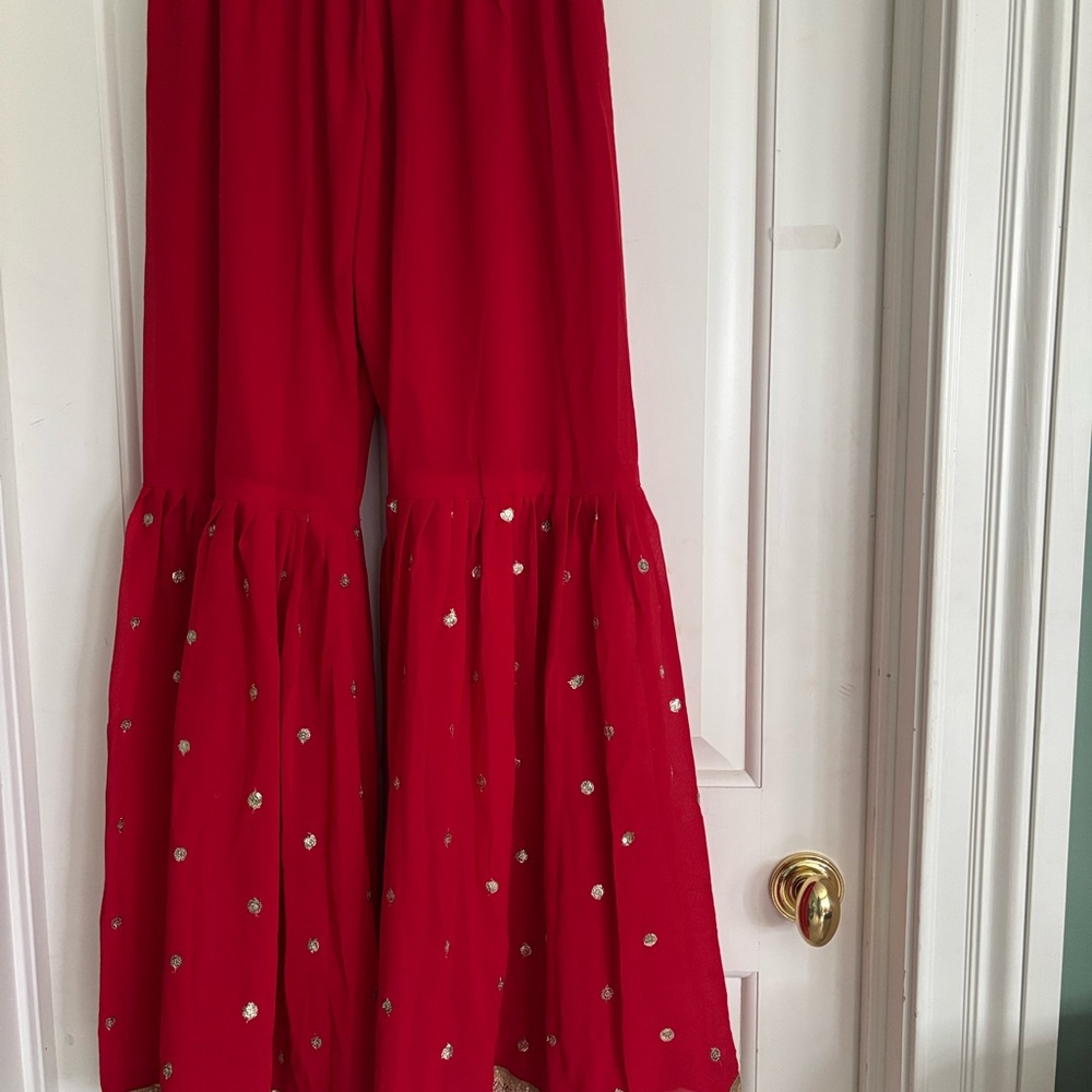 Stunning Appealing Red Thread And Sequins Embroid… - image 5